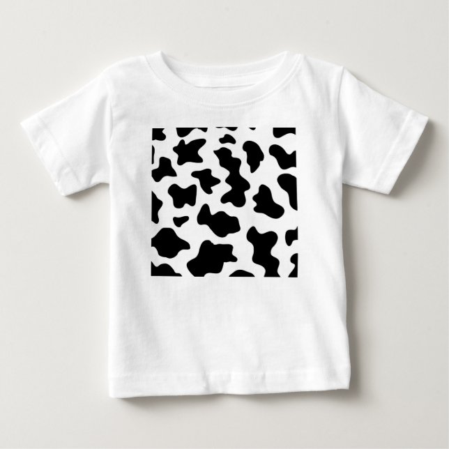Camiseta Para Bebê linda impressão de vaca de fazenda preto e branco  (Frente)
