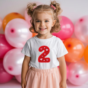 Camiseta Para Bebê Linda Menina de 2 Anos de Idade Corações Vermelh