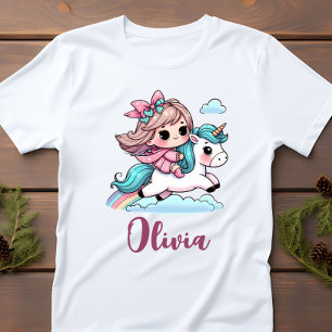 Camiseta Para Bebê Linda Menina em Unicórnio