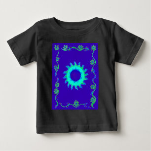 Camiseta Para Bebê Linda pintura de óleo de arte azul iridescente