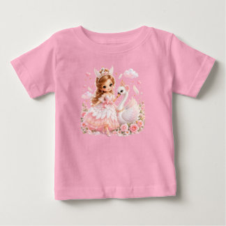 Camiseta Para Bebê Linda Princesa Cisne Rosa Conto de Fadas