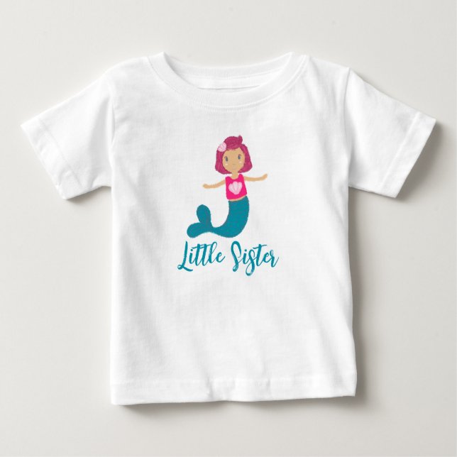 Camiseta Para Bebê Linda Princesa Sereia Concha Marinha Pastel (Frente)