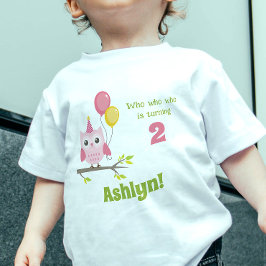 Camiseta Para Bebê Linda Rosa Festa de Coruja Quem Está Fazendo 2 Ani