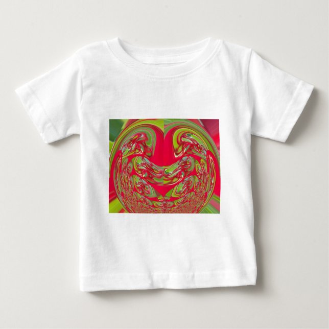 Camiseta Para Bebê Linda Textura Vermelha e Verde - Abstrato (Frente)