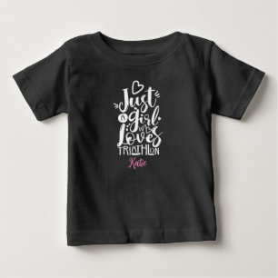 Camiseta Para Bebê Linda Tipografia Negra E Branca De Triatlo