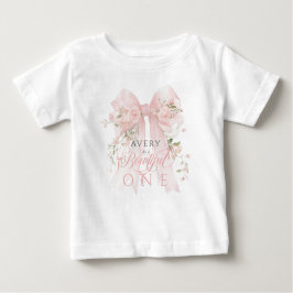 Camiseta Para Bebê Linda Um 1º Aniversário Arco Floral Meninas