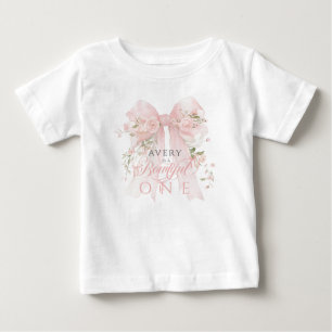 Camiseta Para Bebê Linda Um 1º Aniversário Arco Floral Meninas