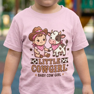 Camiseta Para Bebê Linda Vaqueirinha Rosa Bebê Menina Caubói Ocidenta
