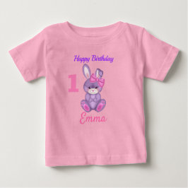 Camiseta Para Bebê Lindas Coelhinhas Rosa Personalize Aniversário 