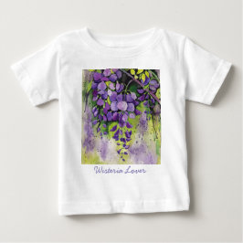 Camiseta Para Bebê Lindas Flores De Wisteria Em Camisa-D-Aquarela