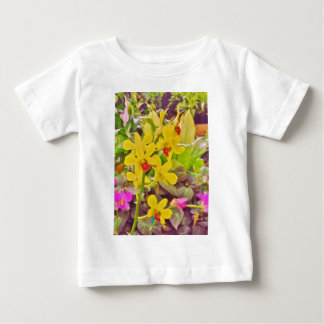 Camiseta Para Bebê Lindas orquídeas de outono amarelas