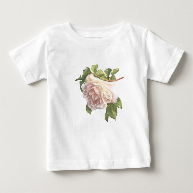 Camiseta Para Bebê Lindas rosas brancas, azuladas, de marfim rosa (Frente)