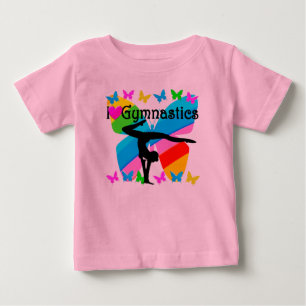CAMISETA PARA BEBÊ LINDÍSSIMA BORBOLETA EU AMO O DESIGN DE GINÁSTICA