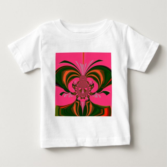 Camiseta Para Bebê Lindo Adorável Africano Rosa Vibrante Vermelho Dou (Frente)