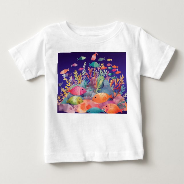 Camiseta Para Bebê Lindo bebê babador de peixe (Frente)