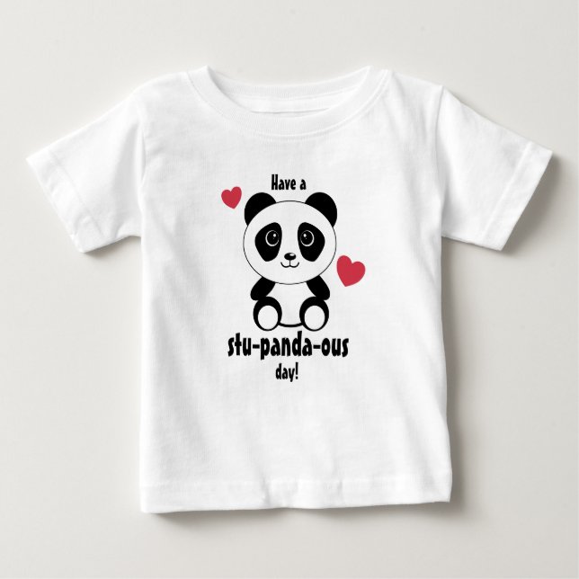 Camiseta Para Bebê Lindo Bebê Panda no Inverno Neve Cinza (Frente)