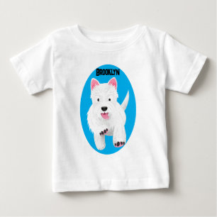 Camiseta Para Bebê Lindo cartoon de West Highland Terrier branco fofo