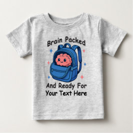 Camiseta Para Bebê Lindo “Cérebro Pronto” Personalizável de Volta às