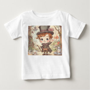 Camiseta Para Bebê Lindo Chapéu Louco Arte Caprichosa de Terra das Ma