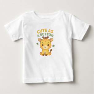 Camiseta Para Bebê Lindo como um Botão – Charme de Girafa Bebê