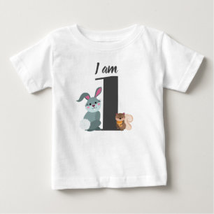 Camiseta Para Bebê Lindo esquentador de 1º aniversário de esquilo coe
