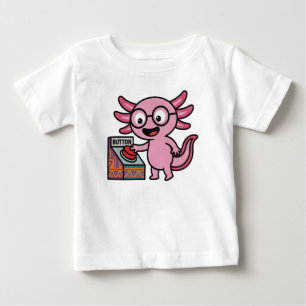 Camiseta Para Bebê Lindo Eu Perguntas de Axolote asteca Oh Não botão 