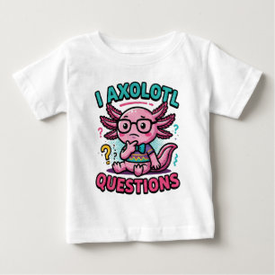 Camiseta Para Bebê Lindo Eu Perguntas de Axolote nerd asteca com ócul