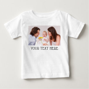 Camiseta Para Bebê Lindo Foto & Nome Personalizado Texto Branco