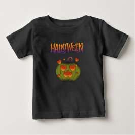 Camiseta Para Bebê Lindo Halloween assustador elegante verde & laranj