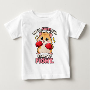 Camiseta Para Bebê Lindo hamster de boxe pronto para lutar