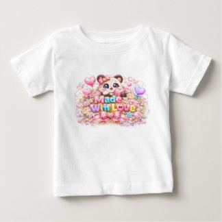 Camiseta Para Bebê Lindo Kawaii Feito Com Amor Nome do Gato Pastel Ro