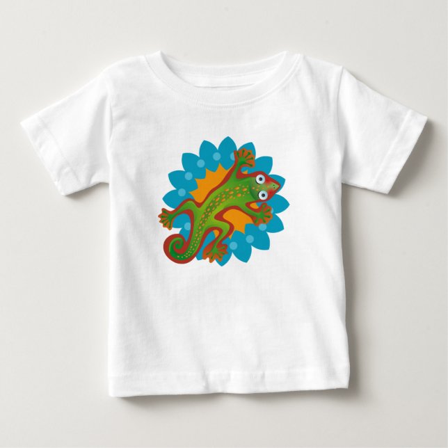 Camiseta Para Bebê Lindo lagarto verde (Frente)