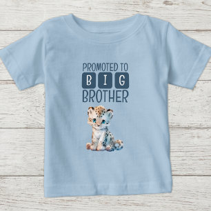 Camiseta Para Bebê Lindo leopardo irmão mais velho azul