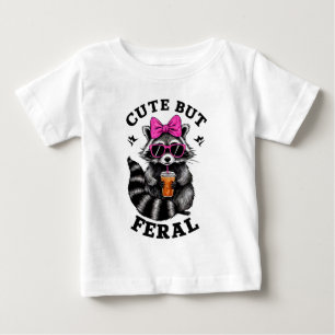 Camiseta Para Bebê Lindo Mas Feral Engraçado Colorido Guaxinim Com Óc