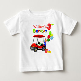 Camiseta Para Bebê Lindo Menino de Carrinho de Golfe Vermelho de 3º A