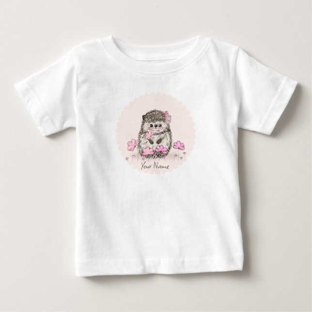 Camiseta Para Bebê Lindo Nome de Ourico Rosado Flores (Frente)