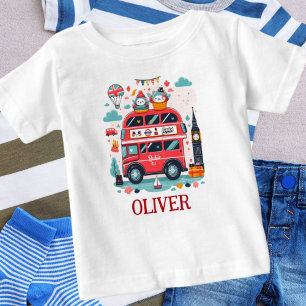 Camiseta Para Bebê Lindo ônibus de dois andares de Londres e bebês en