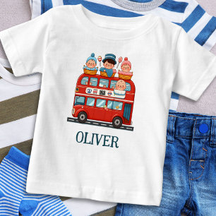 Camiseta Para Bebê Lindo ônibus de dois andares de Londres e bebês en