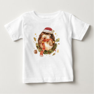 Camiseta Para Bebê Lindo Ouriço de Natal