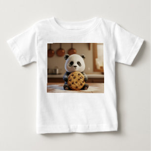 Camiseta Para Bebê Lindo Panda Coberto de Farinha com Biscoito Gigant