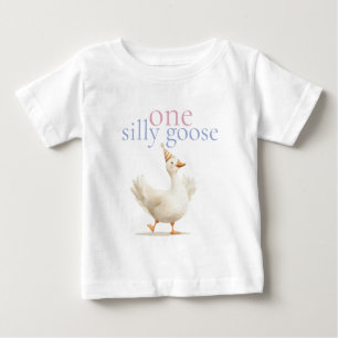 Camiseta Para Bebê Lindo Um Ganso Bobo Primeiro Aniversário