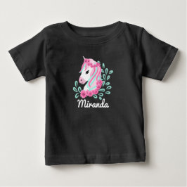 Camiseta Para Bebê Lindo Unicórnio mágico com nome personalizável