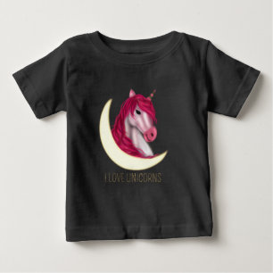 Camiseta Para Bebê Lindo Unicórnio mágico cor-de-rosa falso dourado p