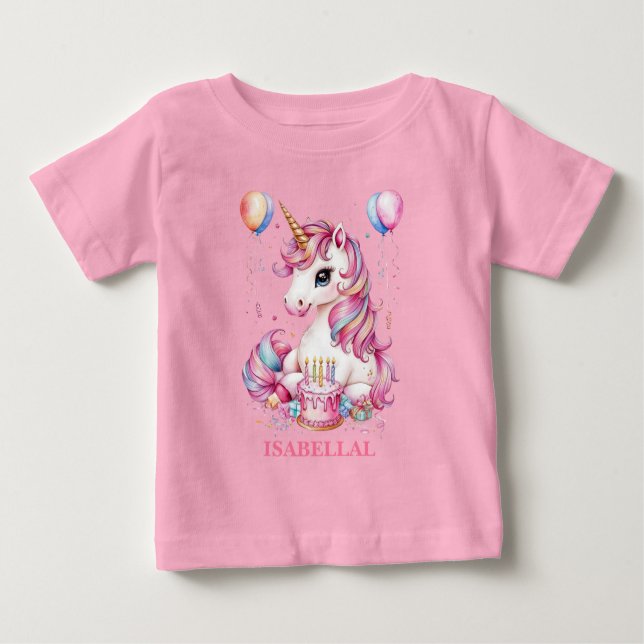 Camiseta Para Bebê Lindo unicórnio princesa mágica menina aniversário (Frente)