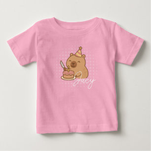 Camiseta Para Bebê Lindos Capivaras Crianças comendo bolo Aniversário