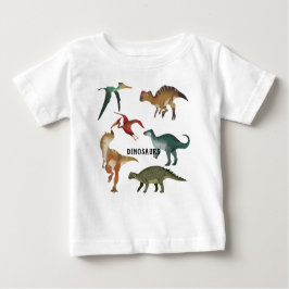 Camiseta Para Bebê Lindos Dinossauros aquarela Jurássicos branco do m