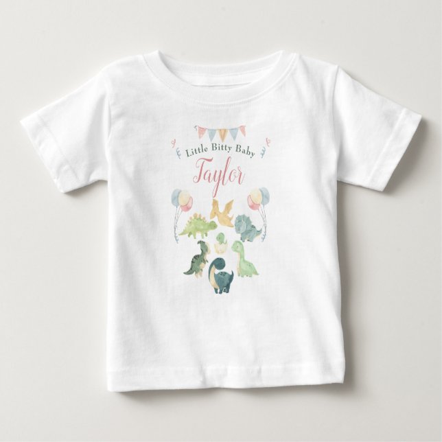 Camiseta Para Bebê Lindos Dinossauros Aquarela Personalizado (Frente)