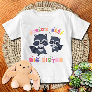 Camiseta Para Bebê Lindos Guaxinins 🦝 Melhor Irmã Mais Velha do Mund