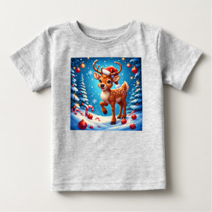 Camiseta Para Bebê Lindos Rena Santa Chapéu Balas de Natal