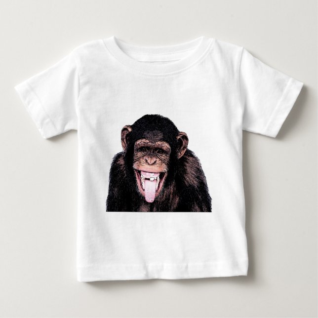 Camiseta Para Bebê Língua chimpanzé (Frente)